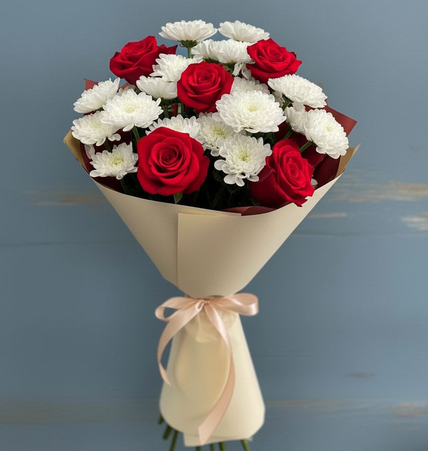 Букет цветов из: Розы и Хризантемы в Константиновске