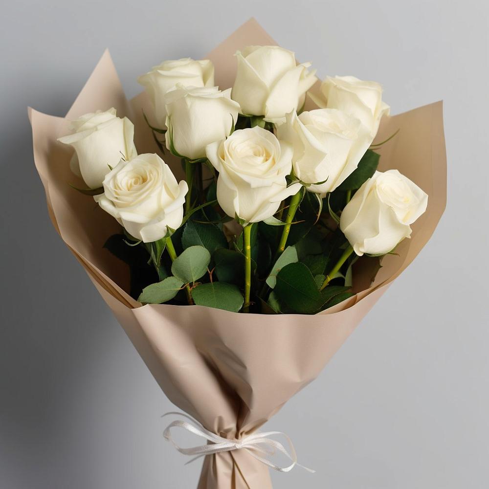 Букет 9 Белых роз Эдлесс Лав в Константиновске