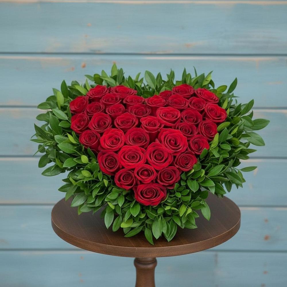 Цветочная композиция из Розы в виде сердца в Константиновске