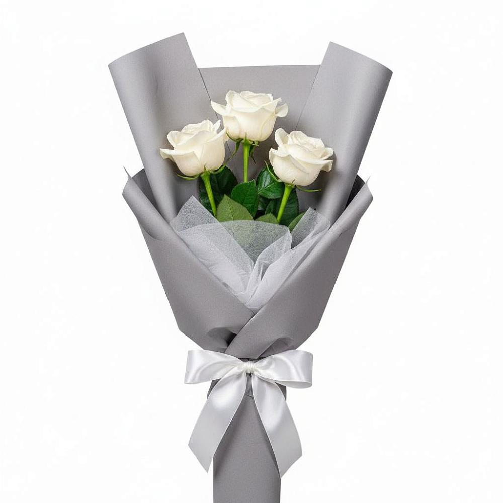 Букет 3 белые розы в Константиновске