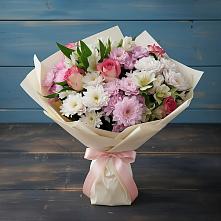 Букет цветов из:  Хризантемы, Альстромерии и Розы в Константиновске