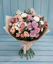 Букет цветов из:  Хризантемы, Розы и Альстромерии в Константиновске