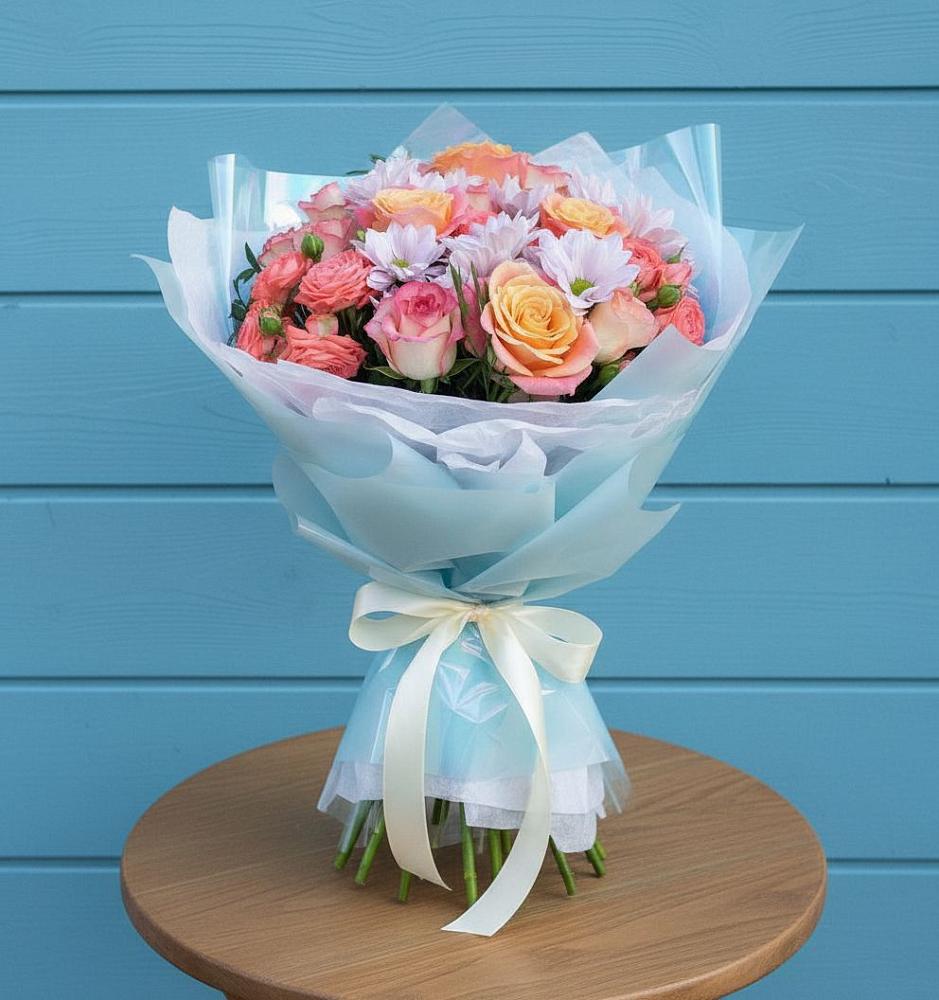 Букет цветов из: Хризантемы и Розы в Константиновске