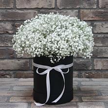 Цветочная композиция из Гипсофила в шляпной коробке в Константиновске