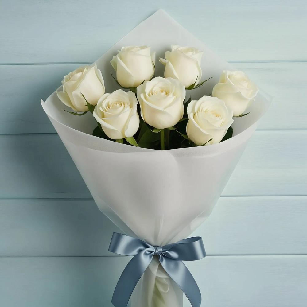 Букет 7 Белых роз Эдлесс Лав в Константиновске