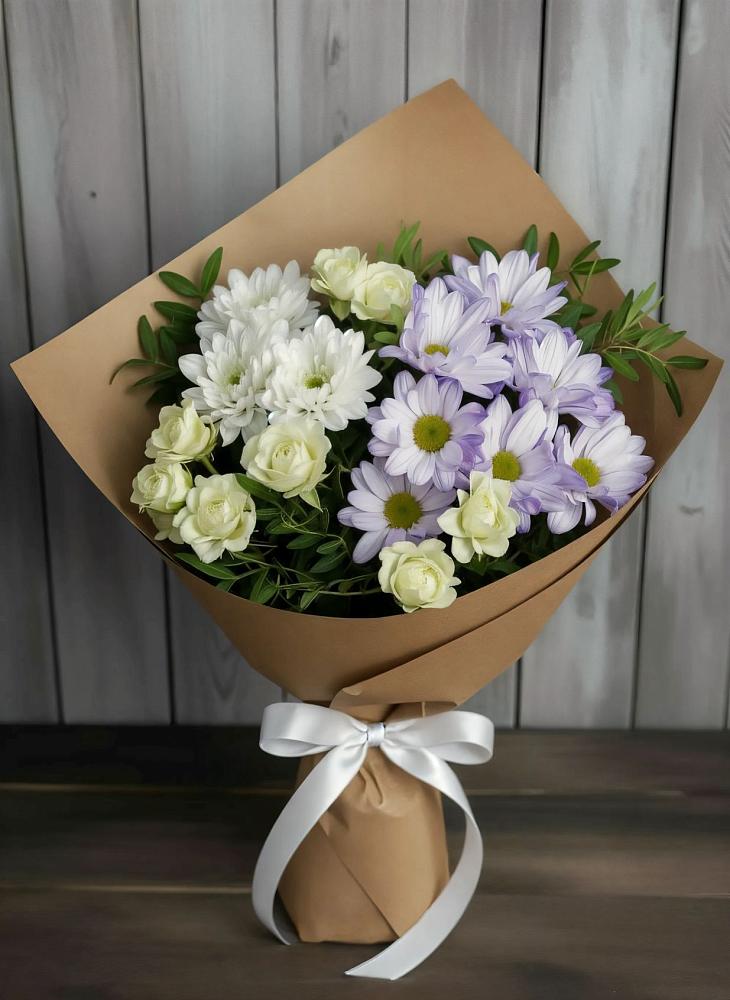 Букет цветов из: Хризантемы и Розы в Константиновске